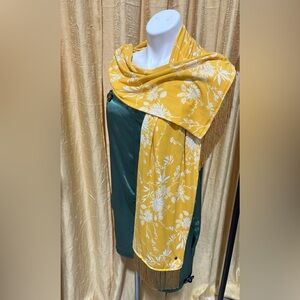 Handcrafted Bright Yellow Scarf with Gold Fringe